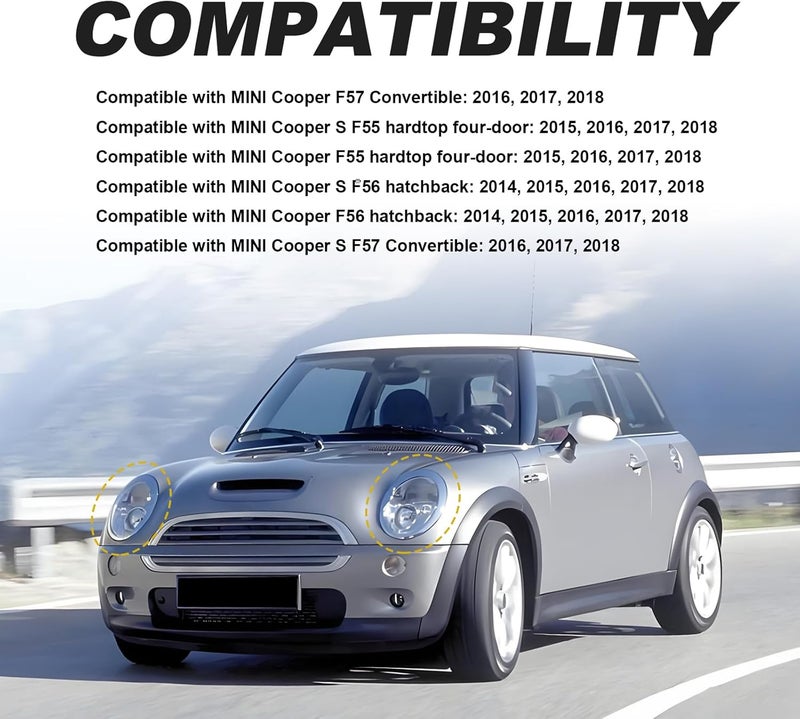 Pleoos Headlight Trim Ring Bezel, Left Driver & Right Passenger Side Chrome Headlight Bezel Compatible with 2014-2018 MINI Cooper F55 F56 F57 Replaces 51137300631 51137300632(1Set) - Image 4
